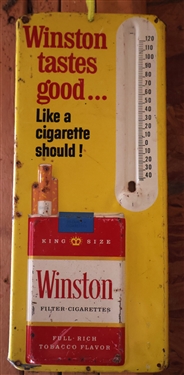 "Winston Tastes Good.." Winston Cigarettes Metal Advertising Thermometer - Measures 13 1/4" by 5 3/4"