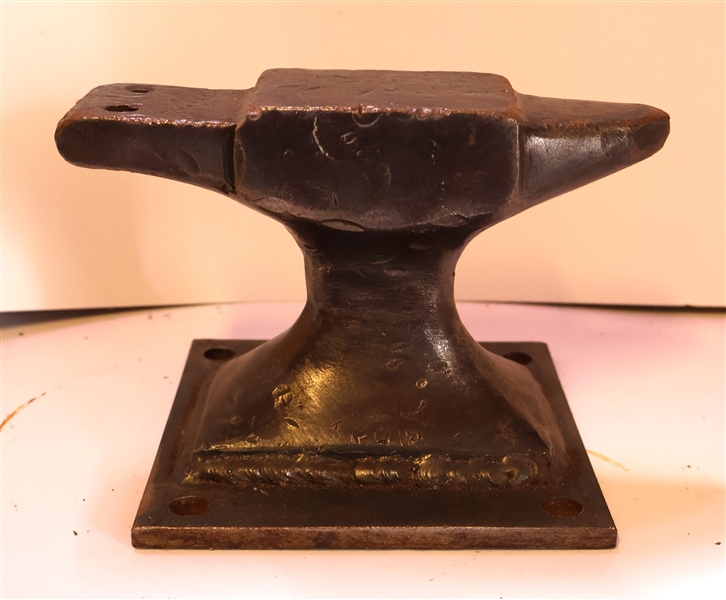 Table Top Jewelers Anvil with Bottom Plate to Attach to Bench - Heavy For Size - Anvil Measures 4 1/2" Tall 6 1/2" Long - Base Plate Measures 5 1/4" by 5 1/4"