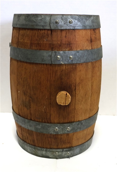 Wood Barrel Keg with Metal Bands and Wood Stopper - Keg Measures 10 3/4" by 7" 