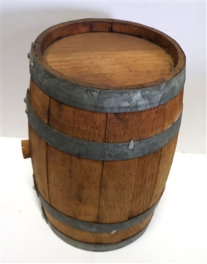 Wood Barrel Keg with Metal Bands and Wood Stopper - Keg Measures 10 3/4 by 7 