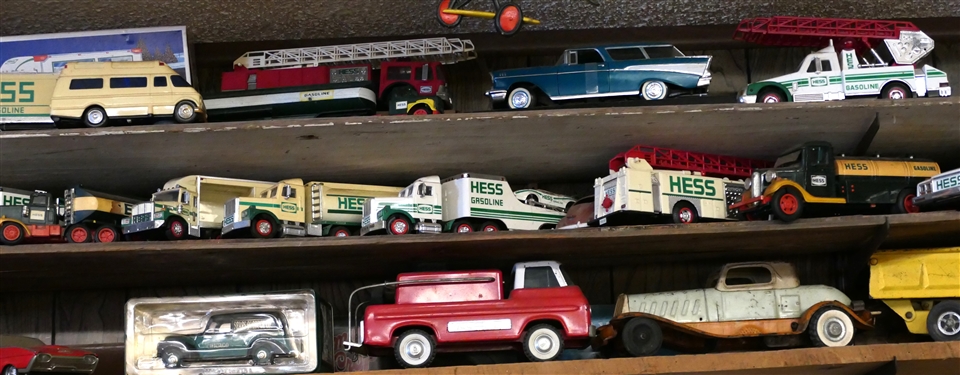 Toys will be sold on Saturday April 6th - Auction Begins at 10am. Photos are a sample of items to be sold. Die cast cars, pressed steel cars and trucks. 