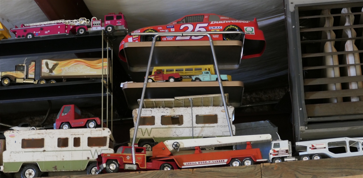 Toys will be sold on Saturday April 6th - Auction Begins at 10am. Photos are a sample of items to be sold. Die cast cars, pressed steel cars and trucks. 