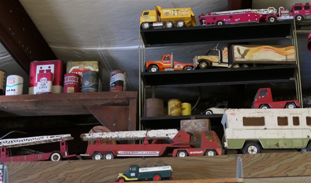 Toys will be sold on Saturday April 6th - Auction Begins at 10am. Photos are a sample of items to be sold. Die cast cars, pressed steel cars and trucks. 
