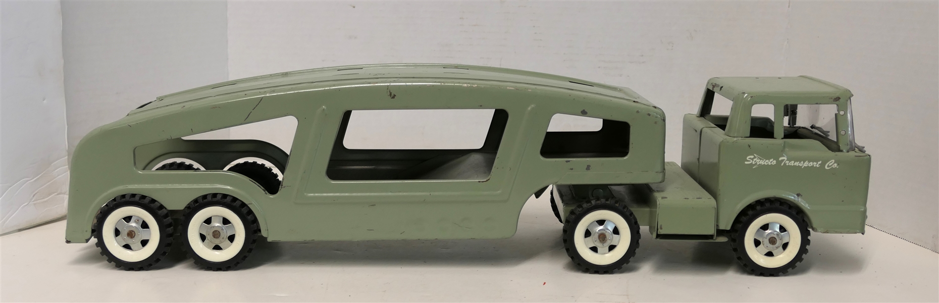 Structo Transport Co. Pressed Steel Car Hauler Truck and Trailer - Measures 5" Tall 20" Long