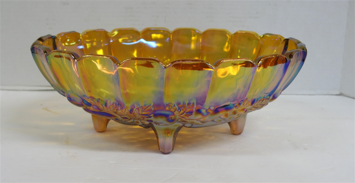 Indiana Carnival Glass Amber Carnival Oval Console Bowl - Measuring 4 1/2" tall 12" by 8 1/2"