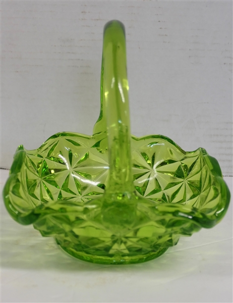 Indiana Glass Lime Green Monticello Basket - Measuring 7" tall 6" by 6" 