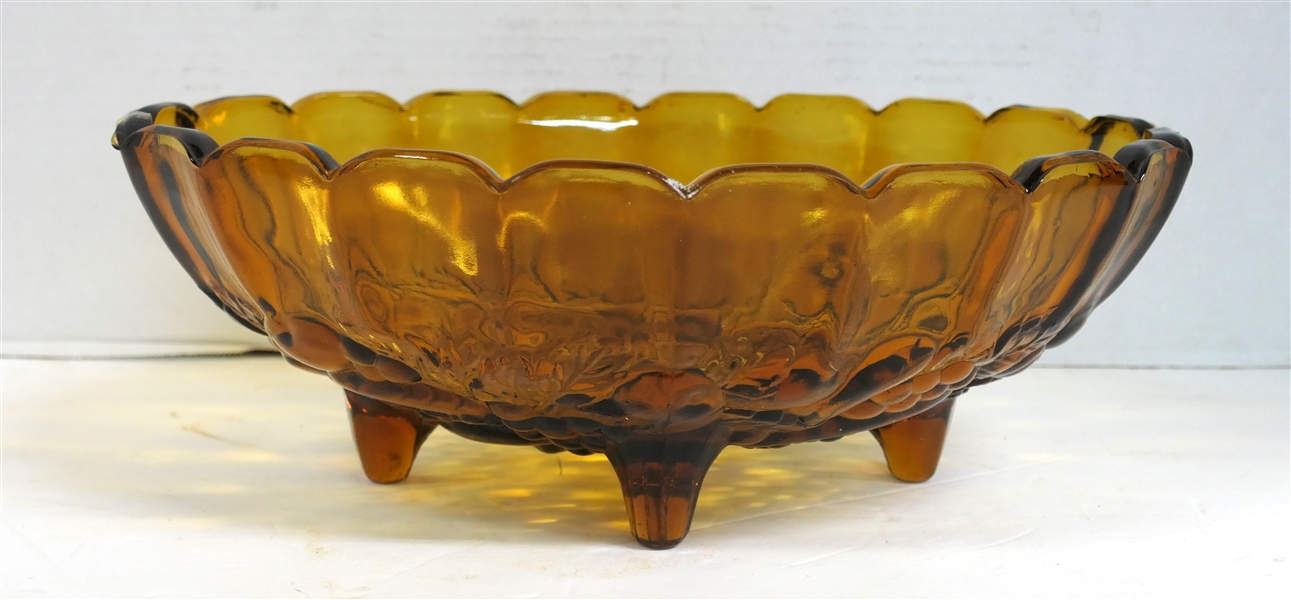 Indiana Glass Amber Footed Centerpiece Bowl Measuring 4 1/2" Tall 12" by 8 1/2" 