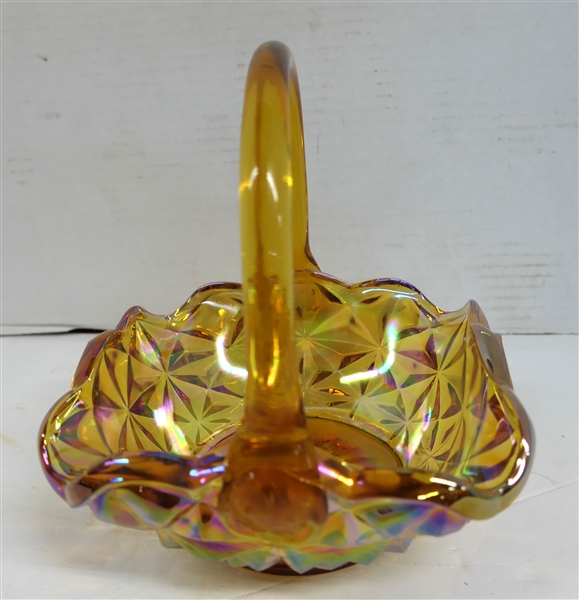 Indiana Glass Amber Carnival Monticello Basket Measuring 7" tall 6" by 6" 