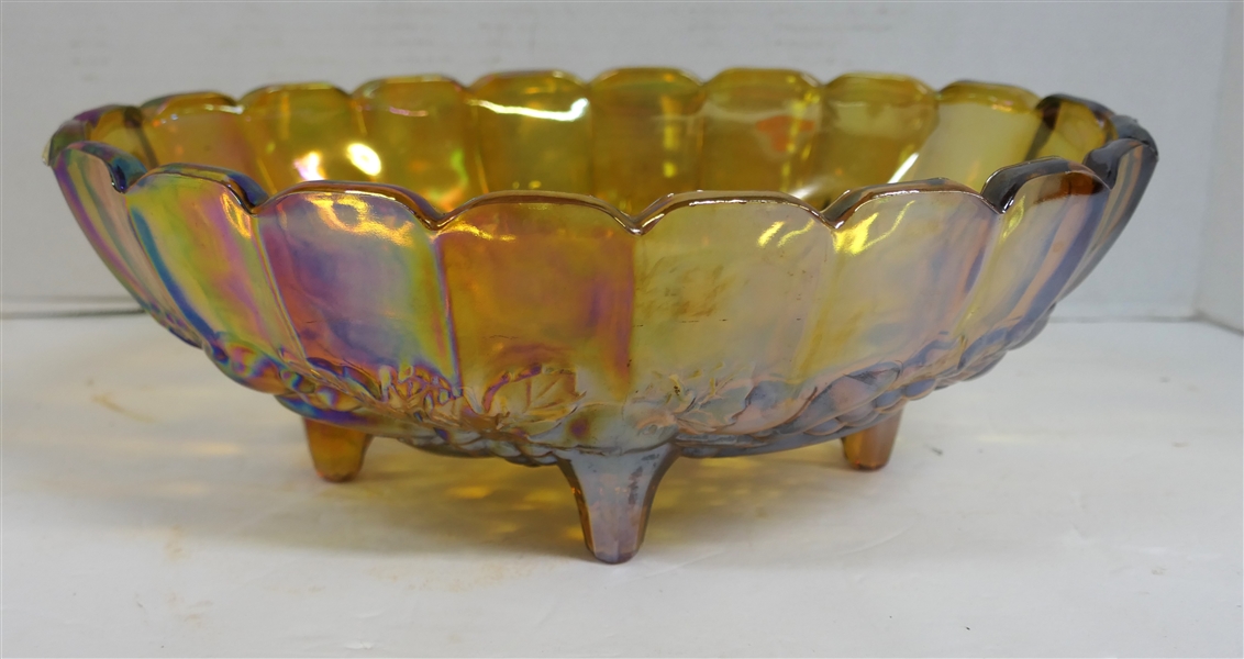 Indiana Glass Amber Carnival Fruit Centerpiece Bowl - Measuring 4 1/2" tall 12" by 9" 