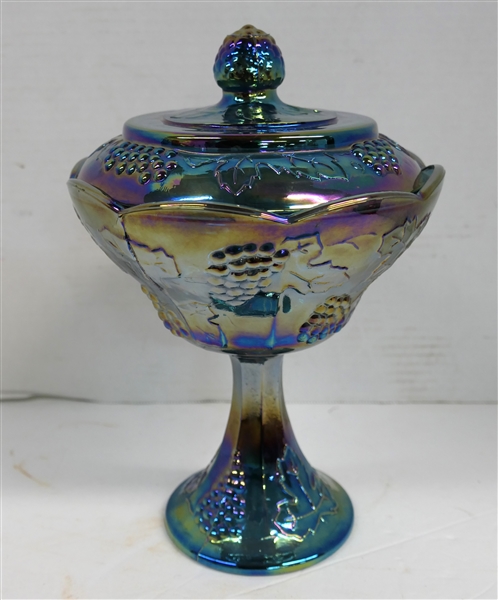 Indiana Glass Blue Carnival Harvest Wedding Bowl Measuring 10 1/2" Tall 