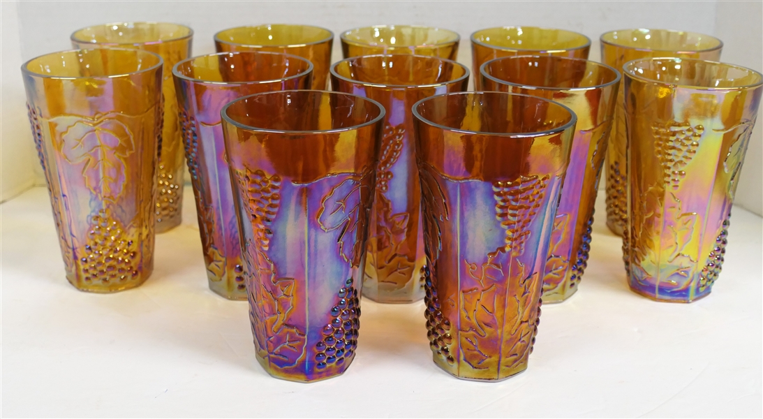 12 Indiana Glass Amber Carnival Harvest Coolers Measuring 6" Tall 