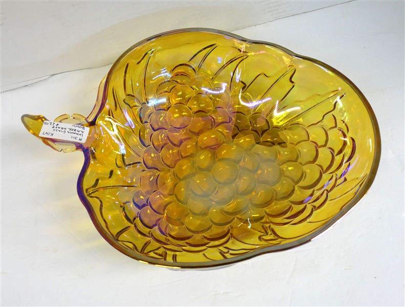 Indiana Glass Amber Carnival Grape Bowl - Measuring 13" by 9" at Widest