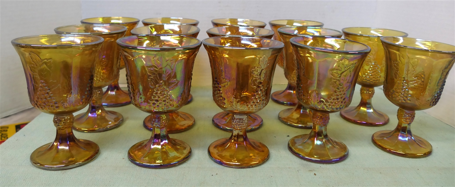 14 Indiana Glass Amber Carnival Harvest Goblets Measuring 5 1/2" Tall 