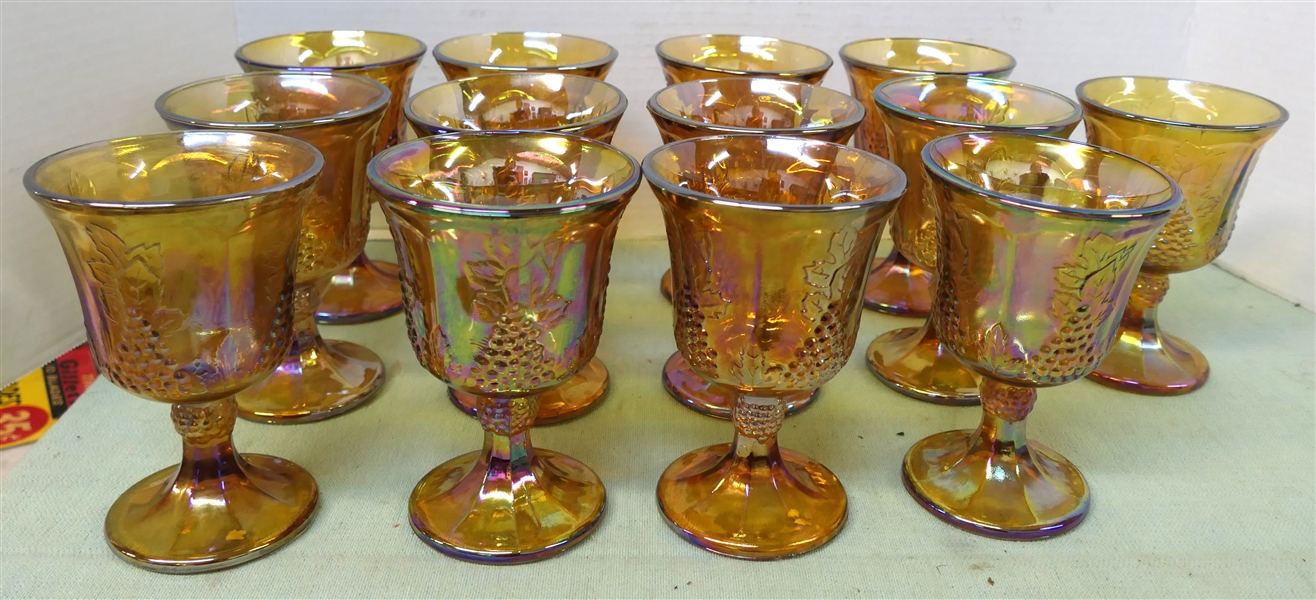 13 Indiana Glass Amber Carnival Harvest Goblets Measuring 5 1/2" Tall 