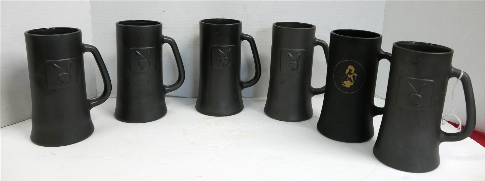 6 Playboy Mugs - 1 From Playboy Club - Mugs Measure 6 1/2" Tall 