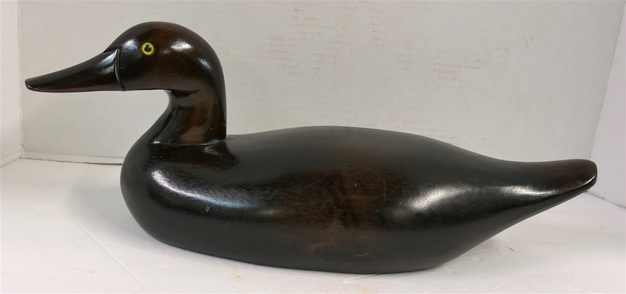 Hand Carved  Wood Duck with Glass Eye - Measures 7" Tall 17" Beak to Tail 