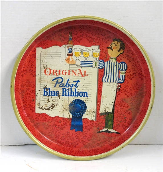 Pabst Blue Ribbon Beer Tray - Some Paint Loss - Measures 2" Tall 13" across