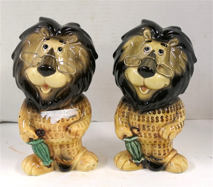 2 Lefton Lion Banks - One with Original Sticker Each Lion Measures 7 1/2" Tall 