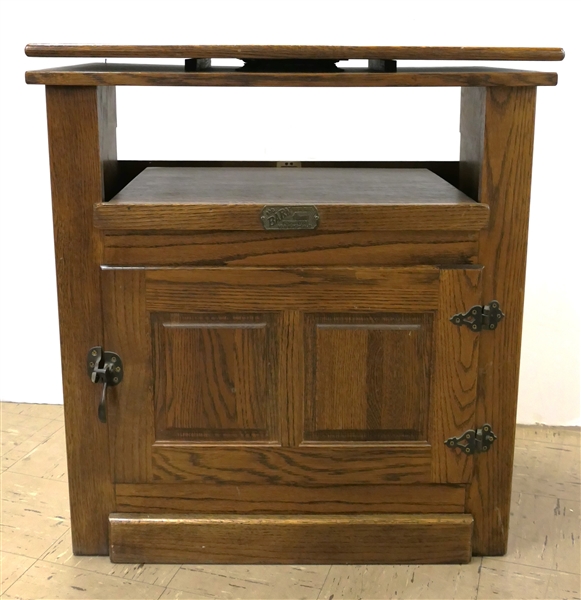 The Barn Furniture - Oak Ice Box Style Television Cabinet - Swivel Top - Measures 32" Tall 30" by 18" 