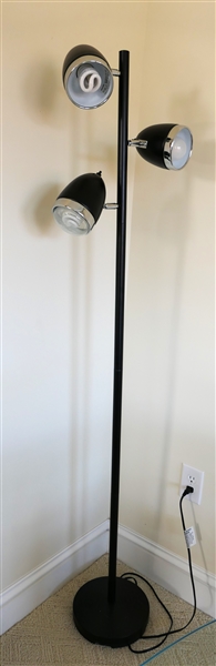 Modern Black and Chrome Floor Lamp - Weighted Base - Adjustable Lights - Lamp Measures 65 1/2" Tall 