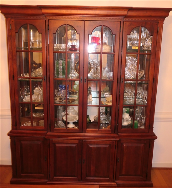 Bob Timberlake by Lexington Furniture Breakfront China Hutch with Library China Base Featuring 4 Glass Doors over 4 Blind Doors - Silver Drawer in Bottom Cabinet -Top Lighted Glass Display with...