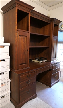 Bob Timberlake by Lexington Furniture Desk with Hutch - Bottom Desk Base with 2 File Drawers and 2 Pull Out Writing Trays - Top Hutch Has Dentil Molding - 2 Fixed Shelves in Center and 2 Blind Door...