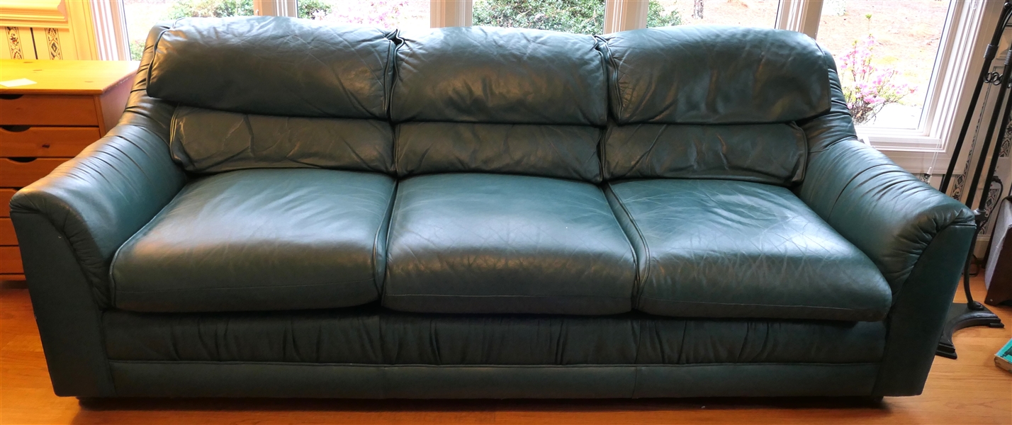 Emmerson Leather Green Leather Sofa - Made in Hickory, NC - Sofa Measures 84" Long