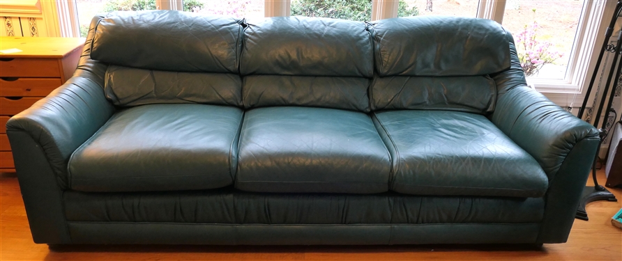Emmerson Leather Green Leather Sofa - Made in Hickory, NC - Sofa Measures 84" Long