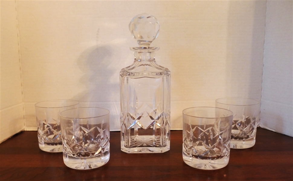Gorham Lady Anne Crystal Decanter and 4 Matching Tumblers - Decanter Measures 10 1/4" Tall Tumblers Measure 3 1/2" tall 
