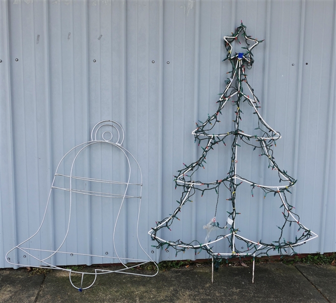 Metal Christmas Tree Frame and Metal Bell Frame - Ready For Lights - Tree Measures 63" tall 