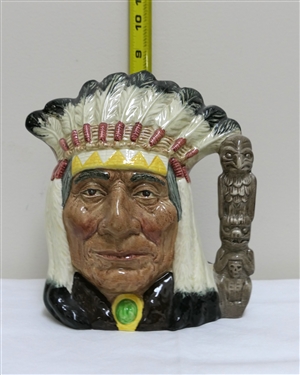 Royal Doulton "North American Indian" Large Character Jug / Pitcher - D 6614 - 1965 - Measures 8" tall 