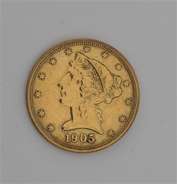 1905 S United States of America 5 Dollar Gold Coin 