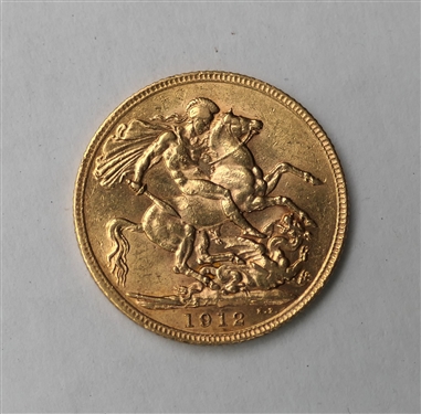 1912 Gold Sovereign King George V -British Gold Coin 8 gram