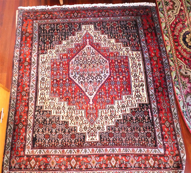 GHANDI Persian Hand Woven Rug - Origin SENEH - Measures 48" by 42" - Wool Hand Woven in Iran 