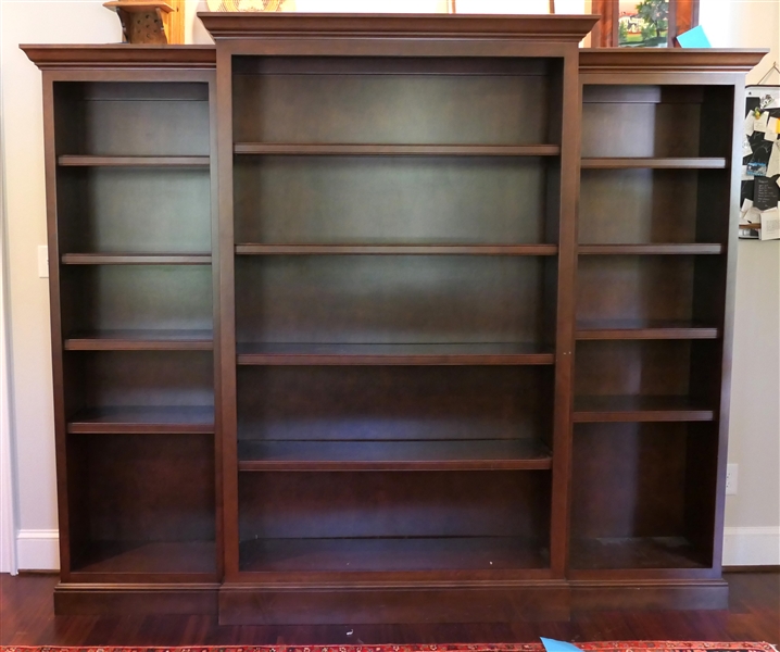 Mahogany Finish 3 Piece Book Case - Adjustable Shelves - Measures 83" tall 97" by 12" Deep