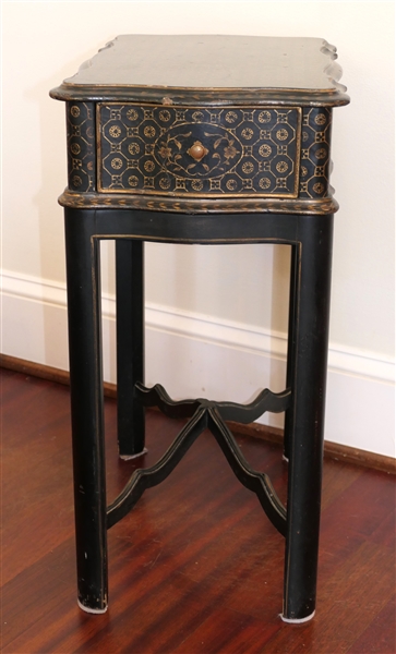 Gold and Black Occasional Table with 2 Drawers - Measures 24" tall 18" by 12" 