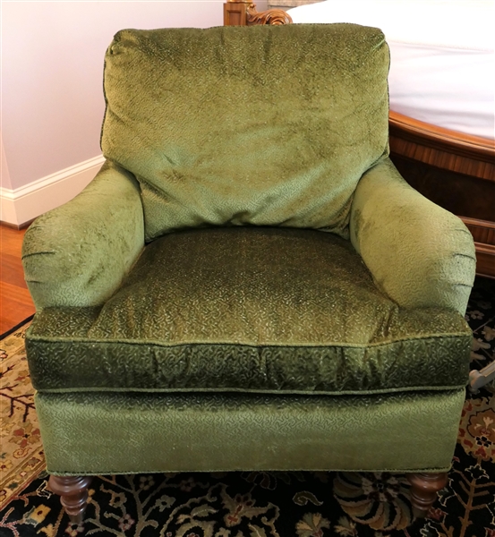 Beautiful Theodore Alexander Green Velvet Club Chair - Measures 32" Tall 33" by 37"