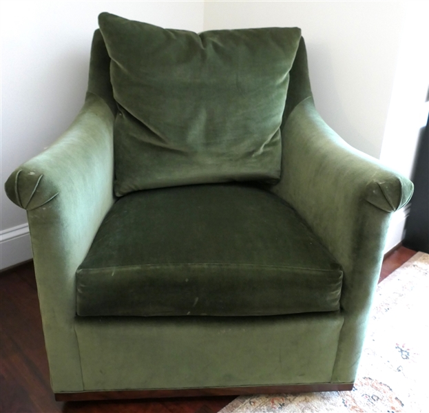 Beautiful Hickory Chair Furniture Co. Green Velvet Swivel Club Chair -- Hickory Chair - Made by Hand- Chair Measures 32 1/2" Tall 32" Wide 