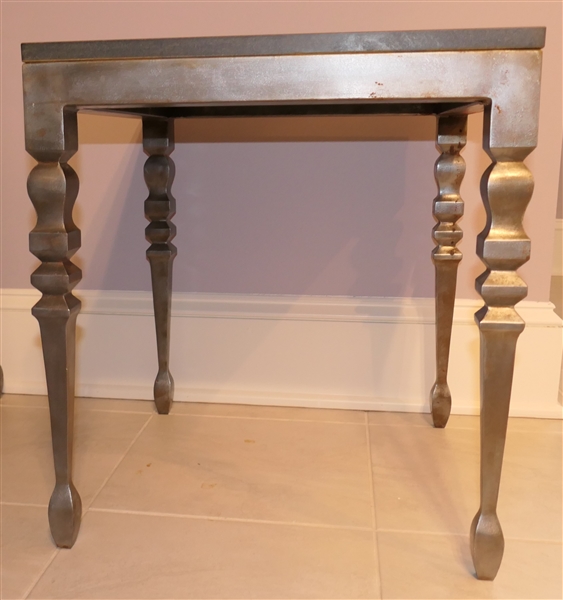 Theodore Alexander Slate and Metal Square Table - Slate Top on Metal Base - Measures 20" Tall 18" by 18" 