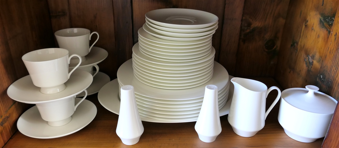 38 Piece Set of Mikasa Bone China Pattern Number 115 - Ivory Bone China - Dinner Plates, Salad Plates, Bread Plates, Cup & Saucer Sets, Cream & Sugar, and Salt & Pepper