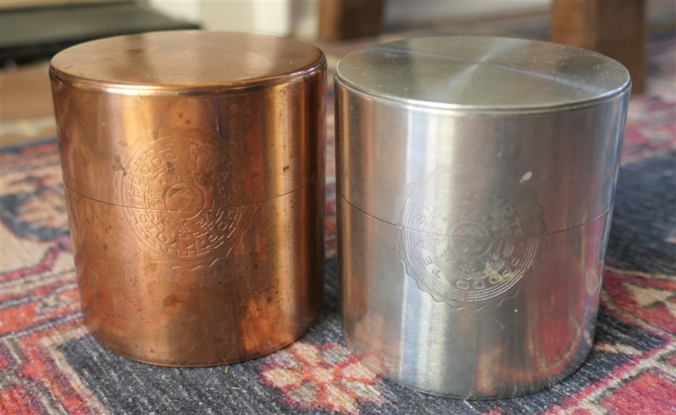 2 Metal Tea Caddies - Ippodo Tea - Shop Kyoto - Each Measures 3 1/4" Tall 3" Across