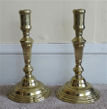 Pair of Brass Virginia Metalcrafters Candle Sticks - CW - 16- 36 - Candle Sticks Measure 9" Tall 