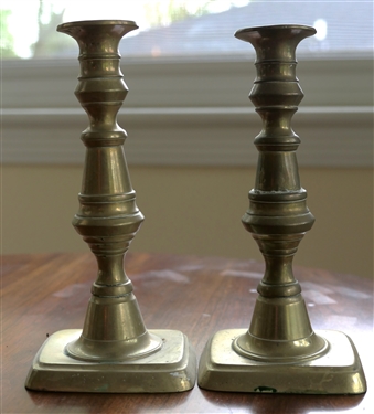 Pair of 7" Brass Push - Up Candlesticks