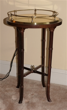 Small Mahogany Table with Brass Lift off Tray - Table Measures 21" Tall 14" Across