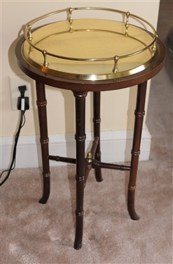 Small Mahogany Table with Brass Lift off Tray - Table Measures 21 Tall 14 Across