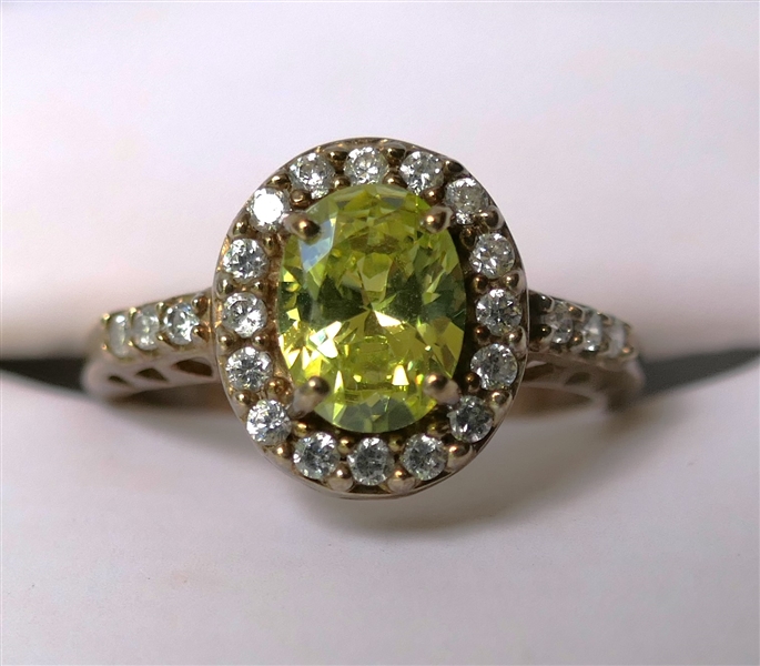 10kt Yellow Gold Citrine Ring with CZ Accents - Ring Size 7