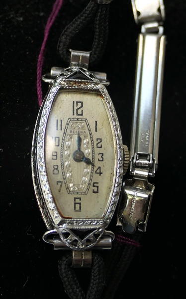 Bulova 10kt White Gold Ladies Wrist Watch - Marked 10kt Solid Gold 