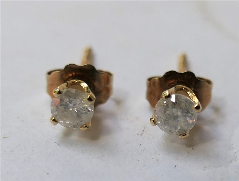 14kt Yellow Gold Diamond Screw Back Earrings - Approx 1/2 Carat Total Weight 