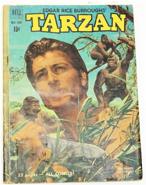  Dell Comics  - Edgar Rice Burroughs Tarzan 10 Cent Comic Book  - 1951 #21