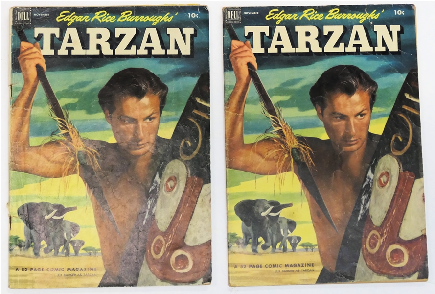 2 -  Dell Comics  - Edgar Rice Burroughs Tarzan 10 Cent Comic Books  - 1952 #38